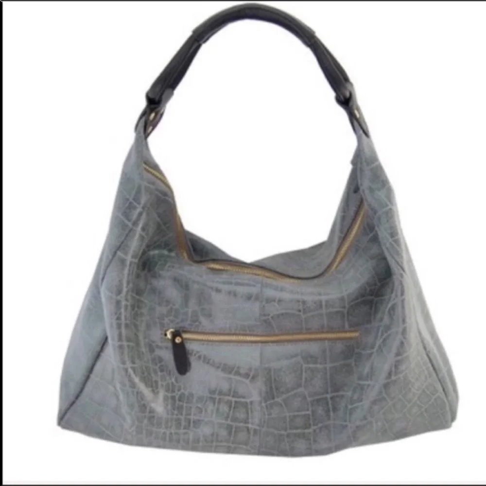 Lola Bernard Modena Croc Embossed Leather Hobo